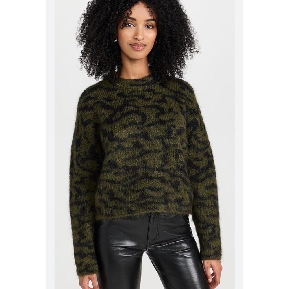 FRAME Surplus Multi Camo Mohair Cropped Knit Sweater